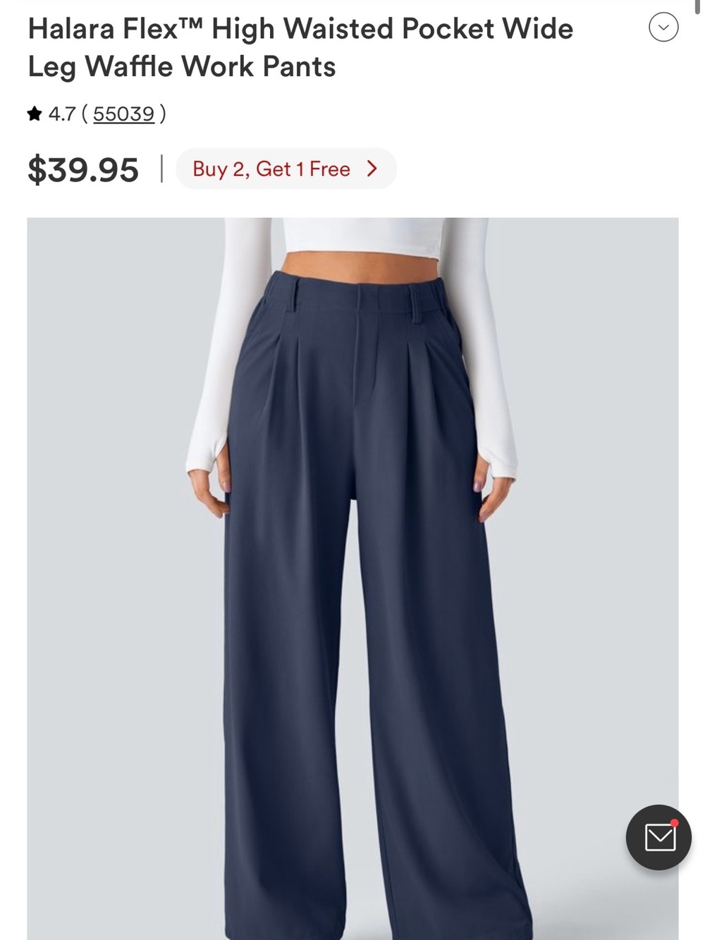 HALARA Navy High-Waisted Wide Leg Pants with Pockets